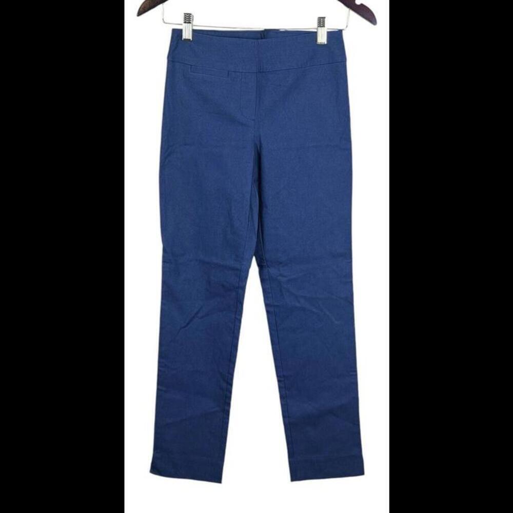 Margaret M Womens Marlie Navy Jacquard Slimming Pants Sz Xs Pull On Stretch Nwt